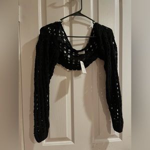 black open knit shrug
